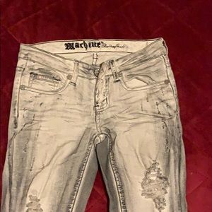 White and grey low rise jeans